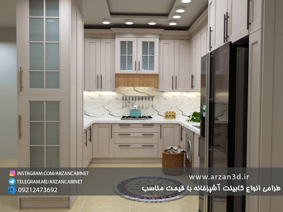 طراحی سه بعدی کابینت آشپزخانه نئوکلاسیک | neoclassical cabinet 3d design | 